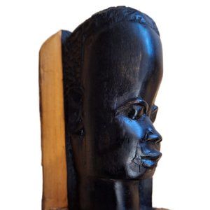 Wood-Hand Carved Sculpture of a Tanzanian Woman 6" African Native Fantastic
